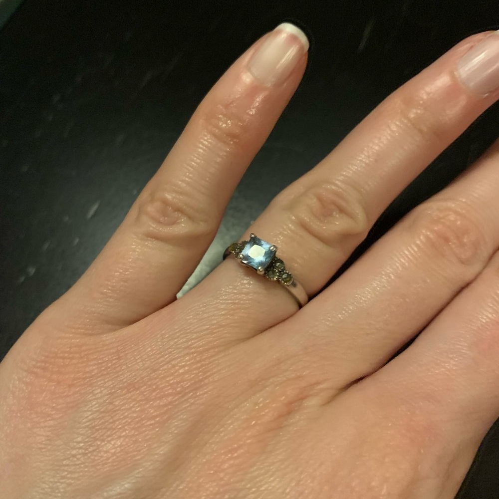 Sterling silver ring with blue stone